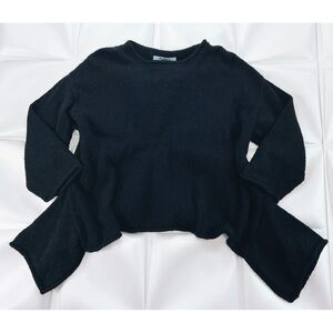 Planet Womens OS Black Pima Cotton Boucle Knit Tweed Asymmetrical Sweater